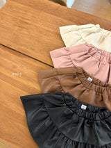 ［ohho］Leather shirring skirt