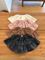 ［ohho］Leather shirring skirt