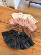［ohho］Leather shirring skirt