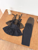 ［ohho］Herringbone denim strap blouse
