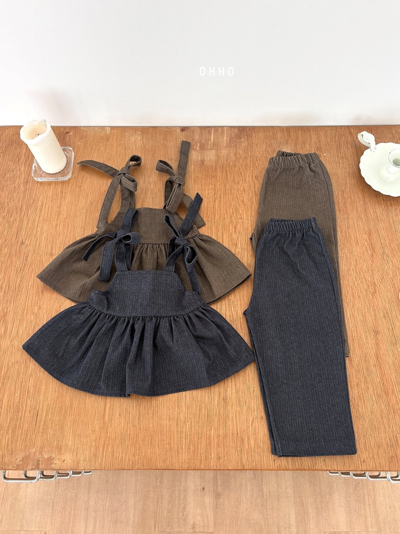 ［ohho］Herringbone denim strap blouse
