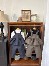 ［ohho］Herringbone denim strap pants