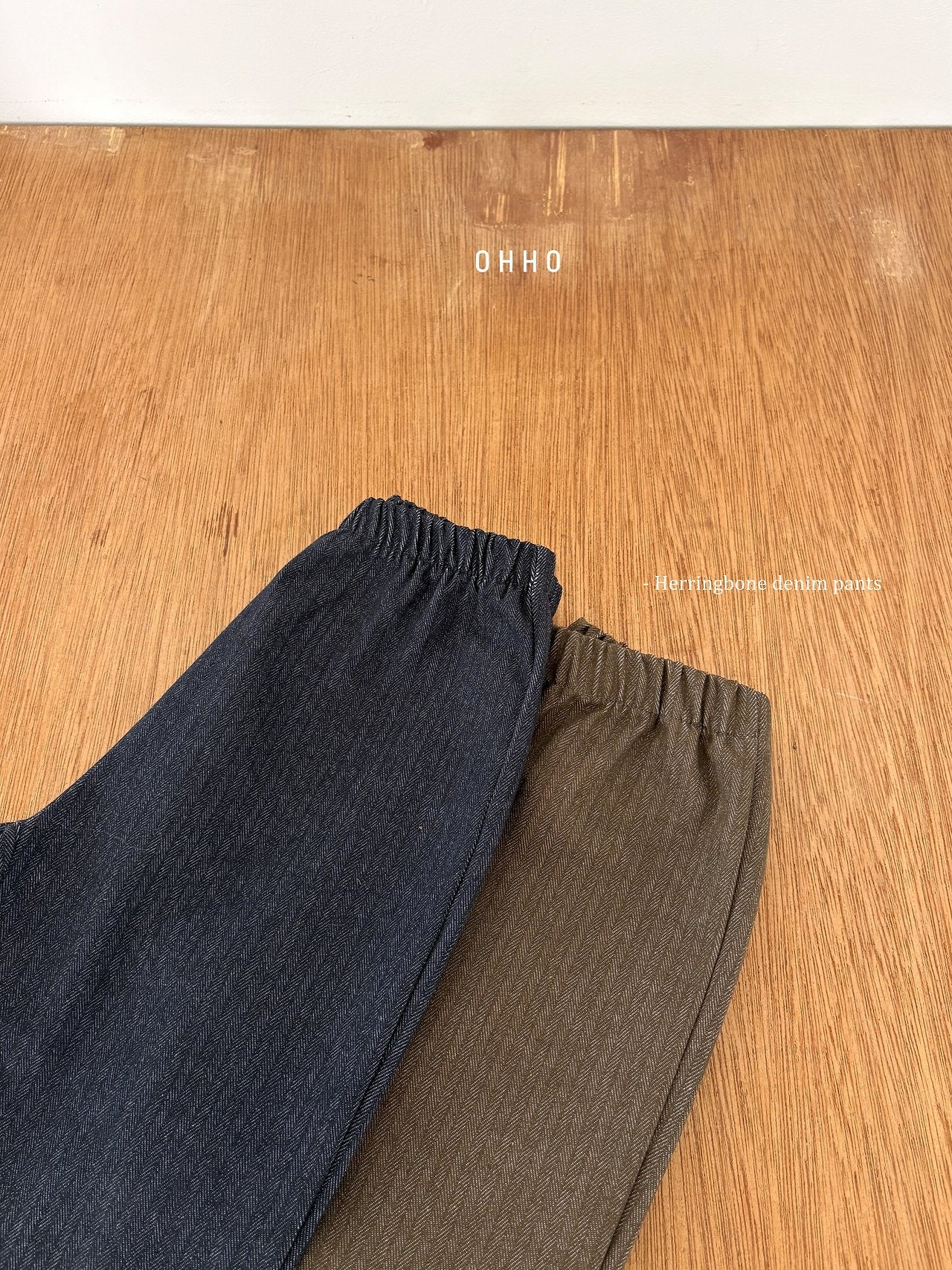 ［ohho］Herringbone denim strap pants