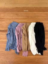 ［ohho］Dove rib half-turtleneck tee