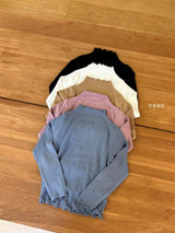 ［ohho］Dove rib half-turtleneck tee