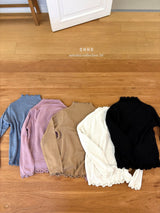 ［ohho］Dove rib half-turtleneck tee