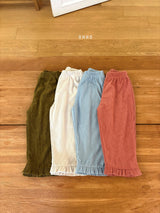 ［ohho］Soft corduroy frill pants