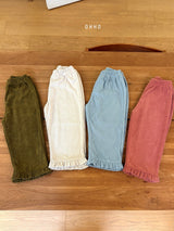 ［ohho］Soft corduroy frill pants