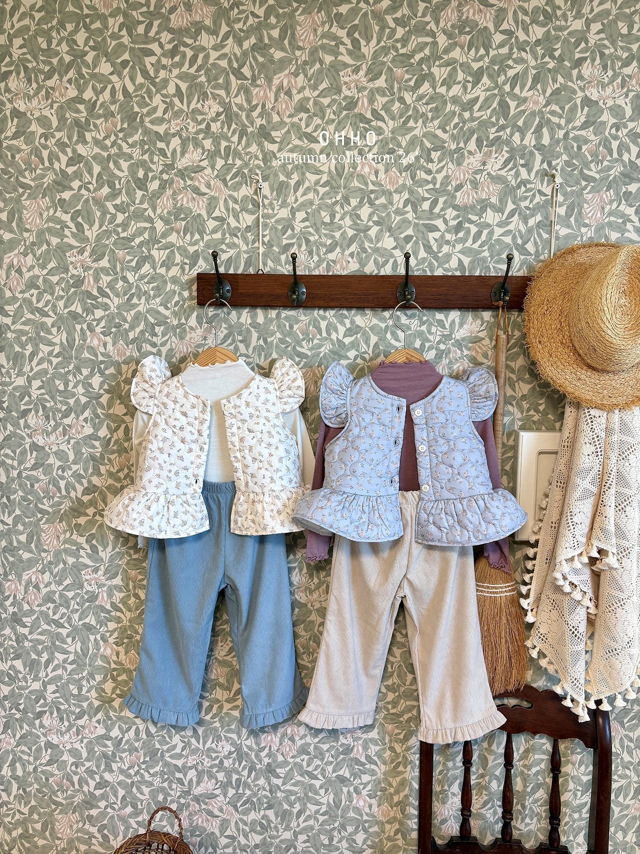 ［ohho］Soft corduroy frill pants