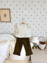 ［ohho］Soft corduroy frill pants
