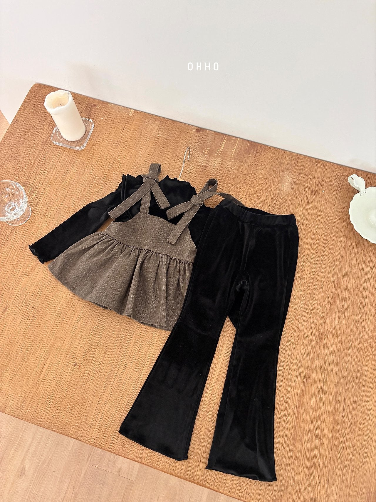 ［ohho］French velvet flare pants