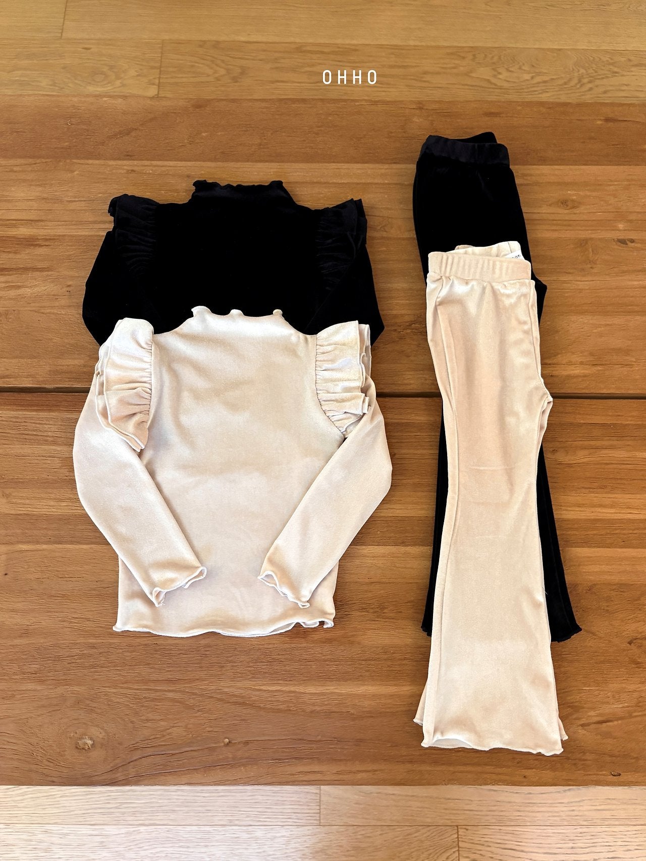 ［ohho］French velvet flare pants
