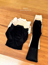 ［ohho］French velvet flare tee