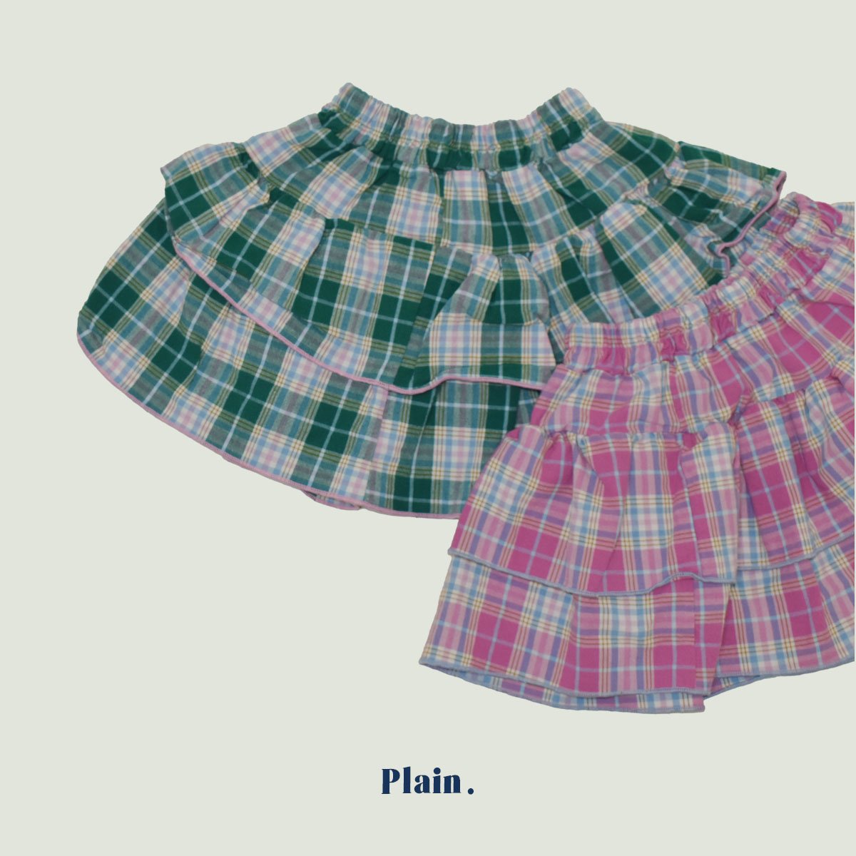 ［plain］Check cancan skirt