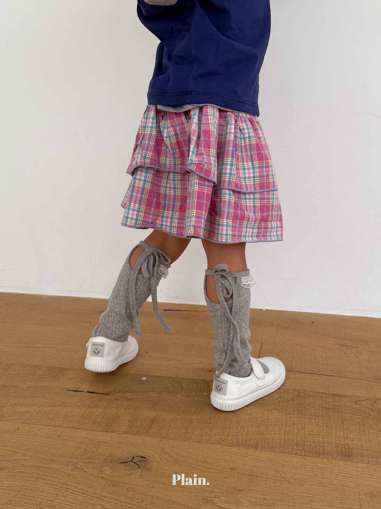 ［plain］Check cancan skirt