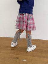［plain］Check cancan skirt