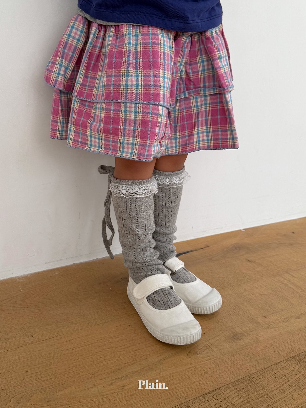 ［plain］Check cancan skirt