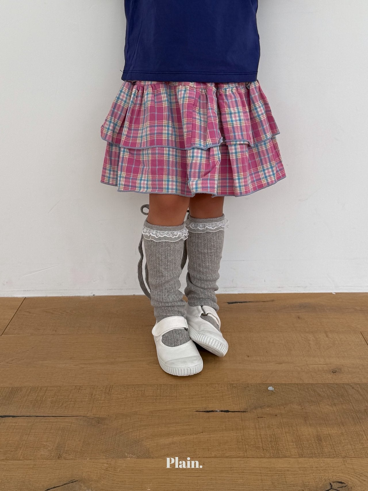 ［plain］Check cancan skirt