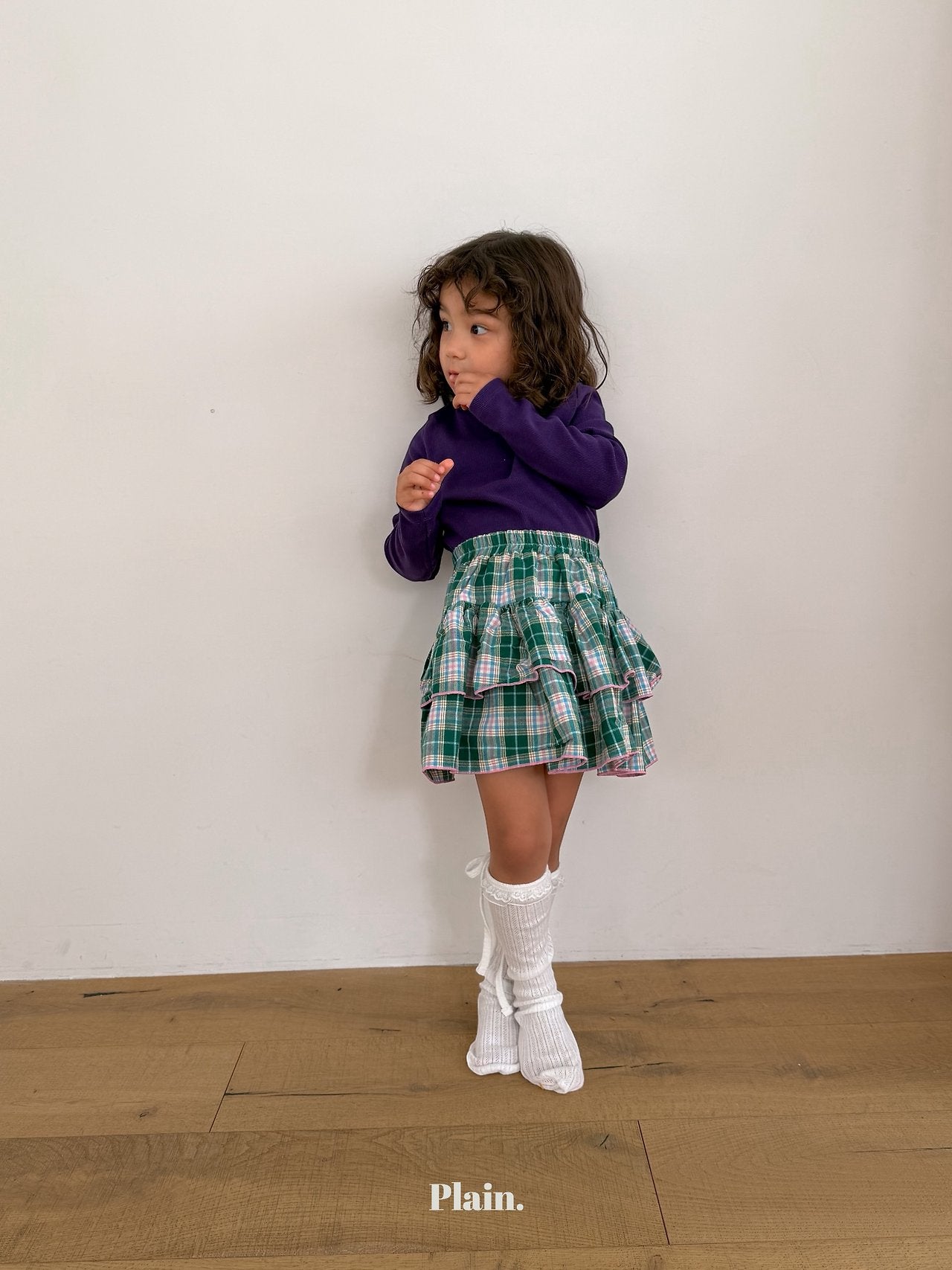 ［plain］Check cancan skirt