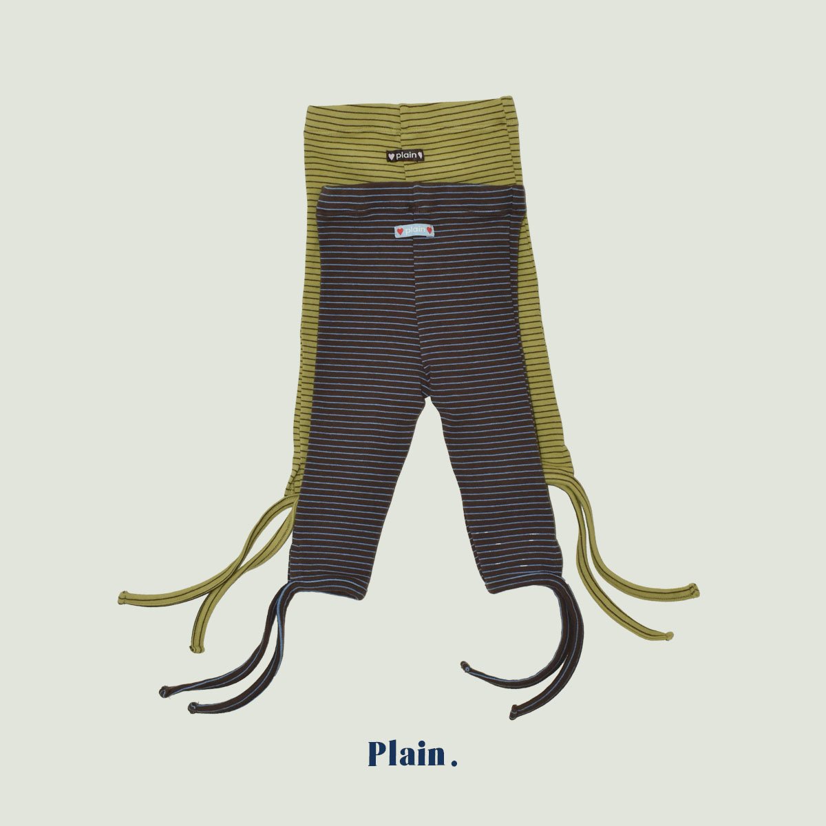 ［plain］Stripe ribbuny leggings