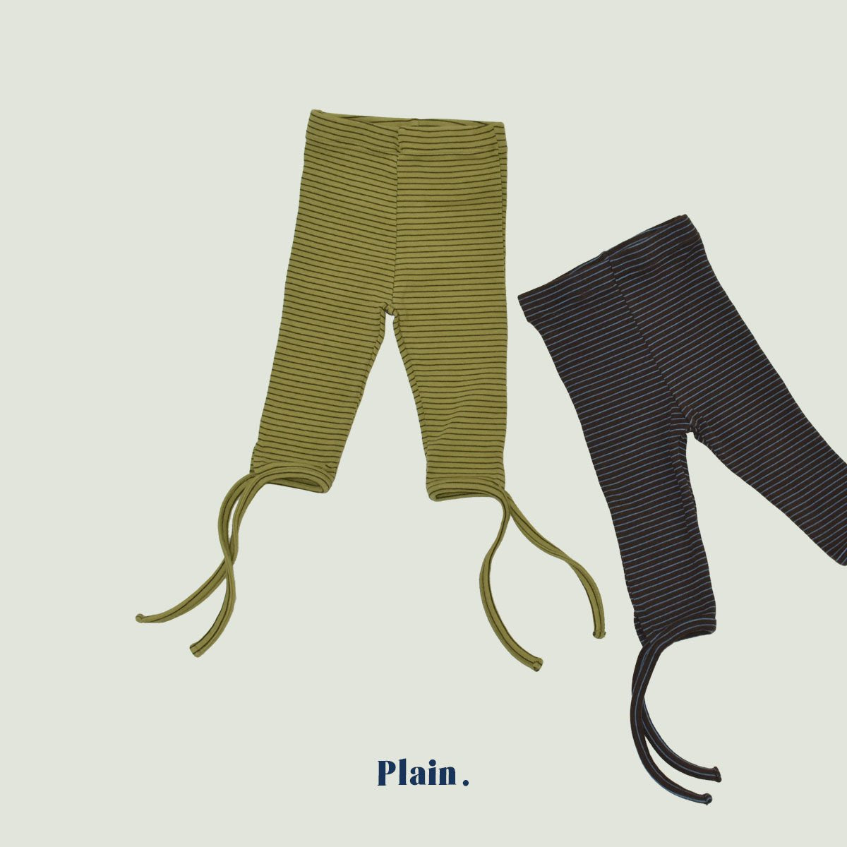［plain］Stripe ribbuny leggings