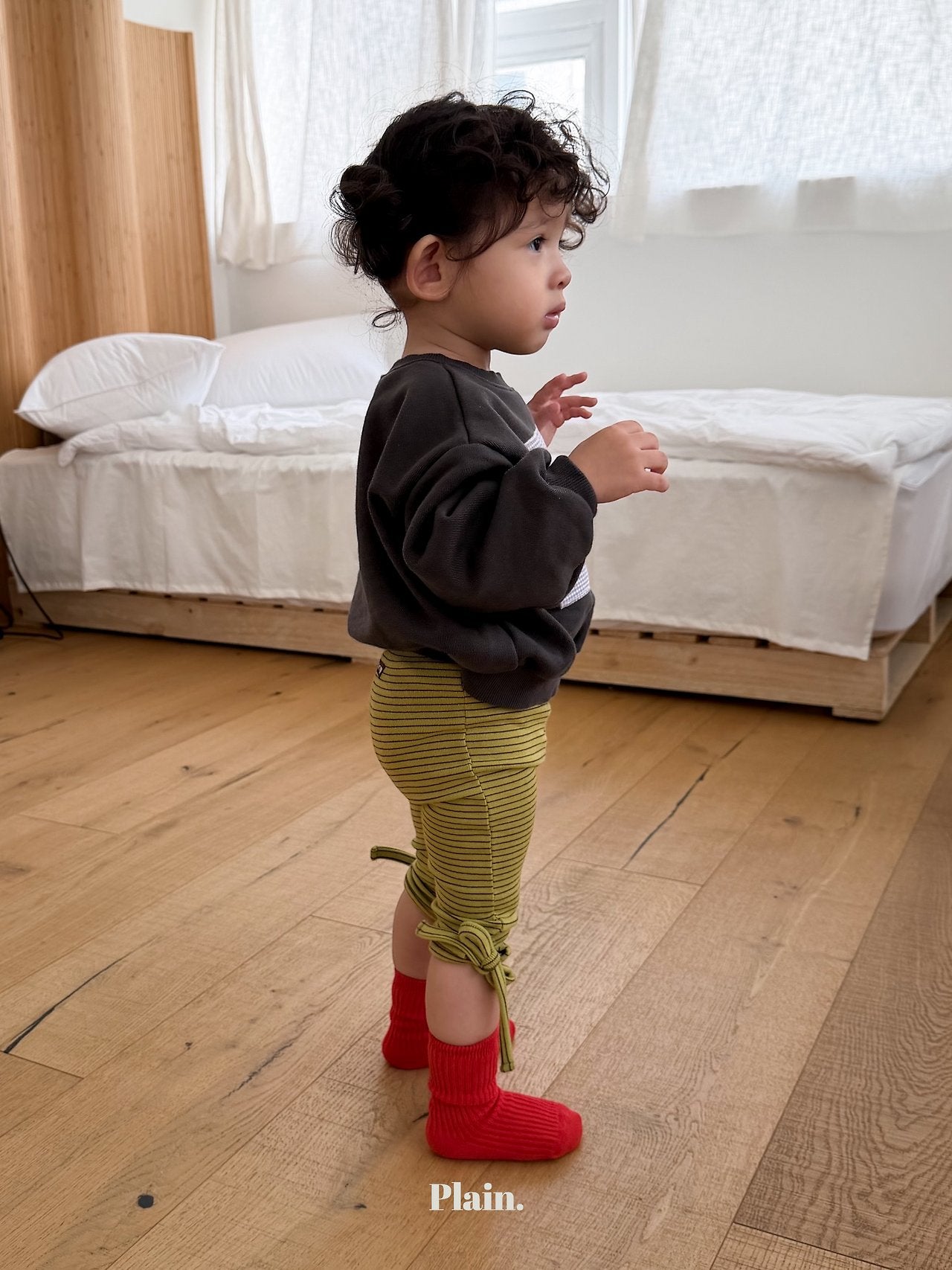 ［plain］Stripe ribbuny leggings