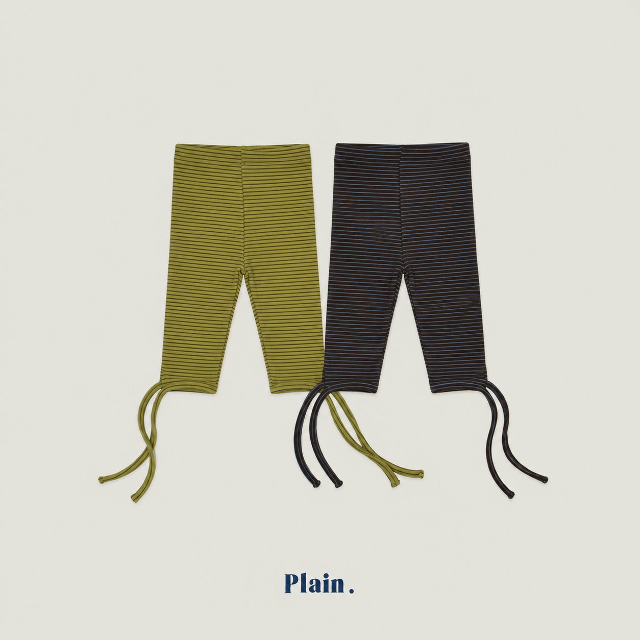 ［plain］Stripe ribbuny leggings