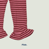 ［plain］Frill stripe leggings