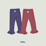 ［plain］Frill stripe leggings