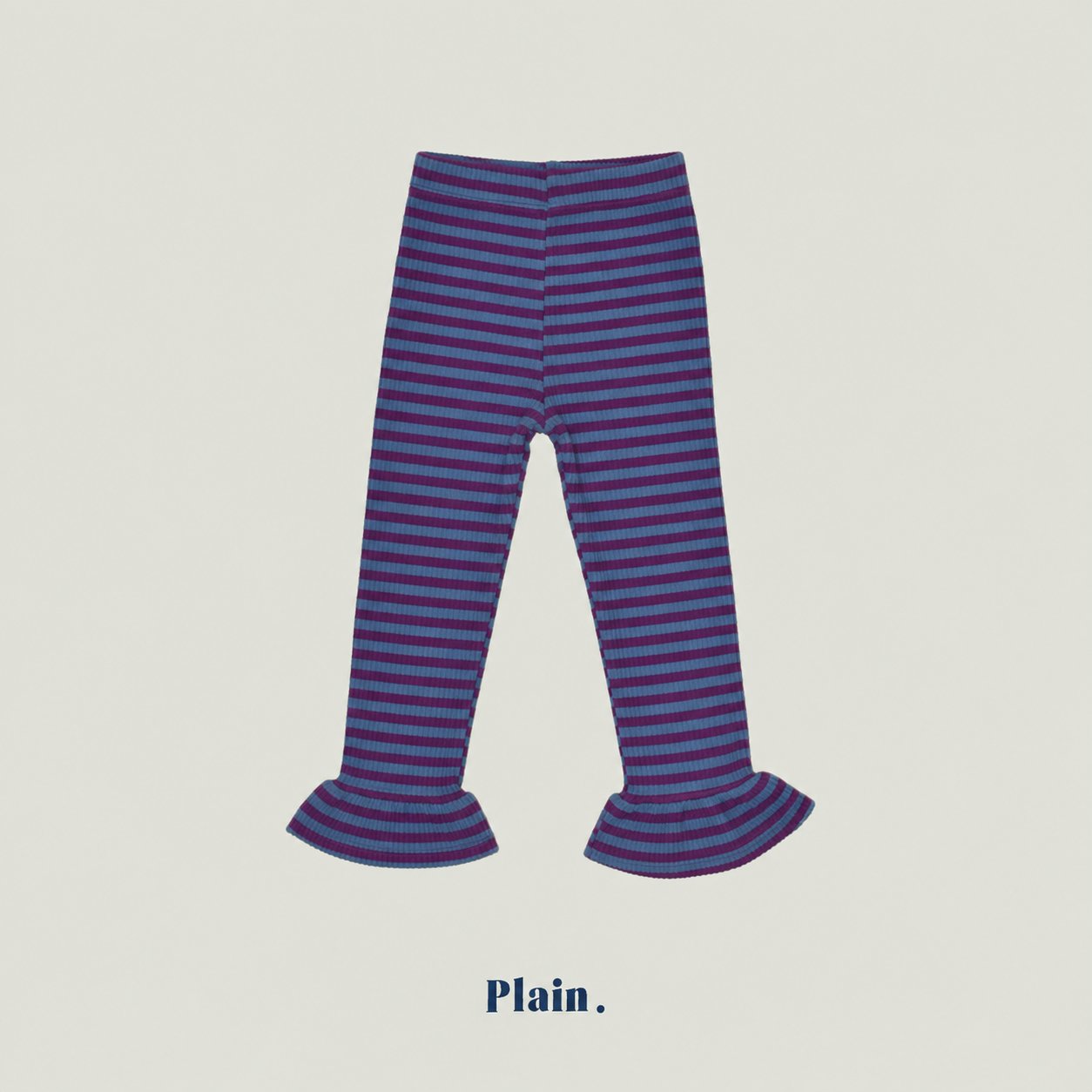 ［plain］Frill stripe leggings