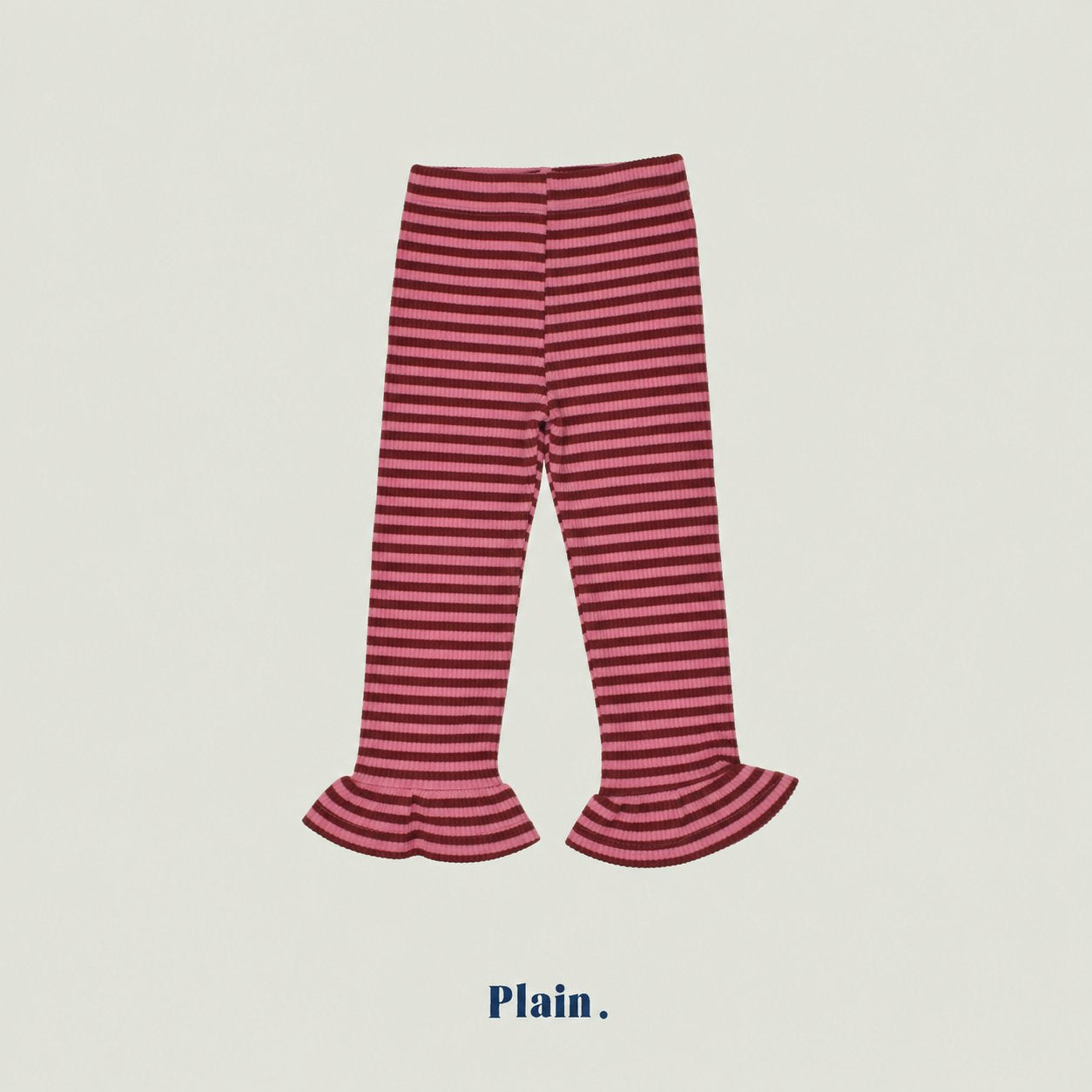 ［plain］Frill stripe leggings