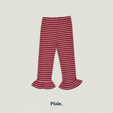 ［plain］Frill stripe leggings