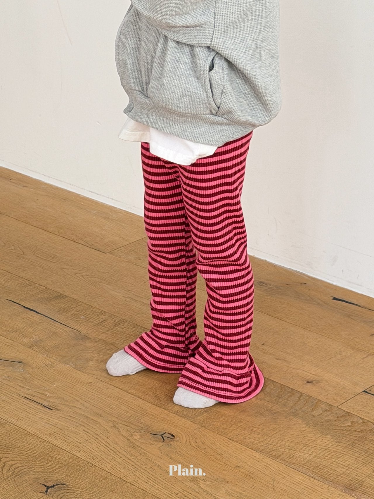 ［plain］Frill stripe leggings
