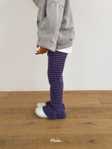 ［plain］Frill stripe leggings