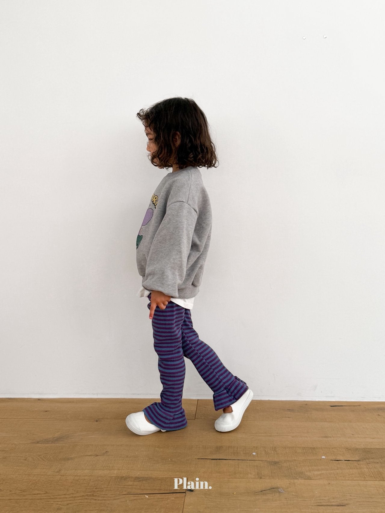 ［plain］Frill stripe leggings