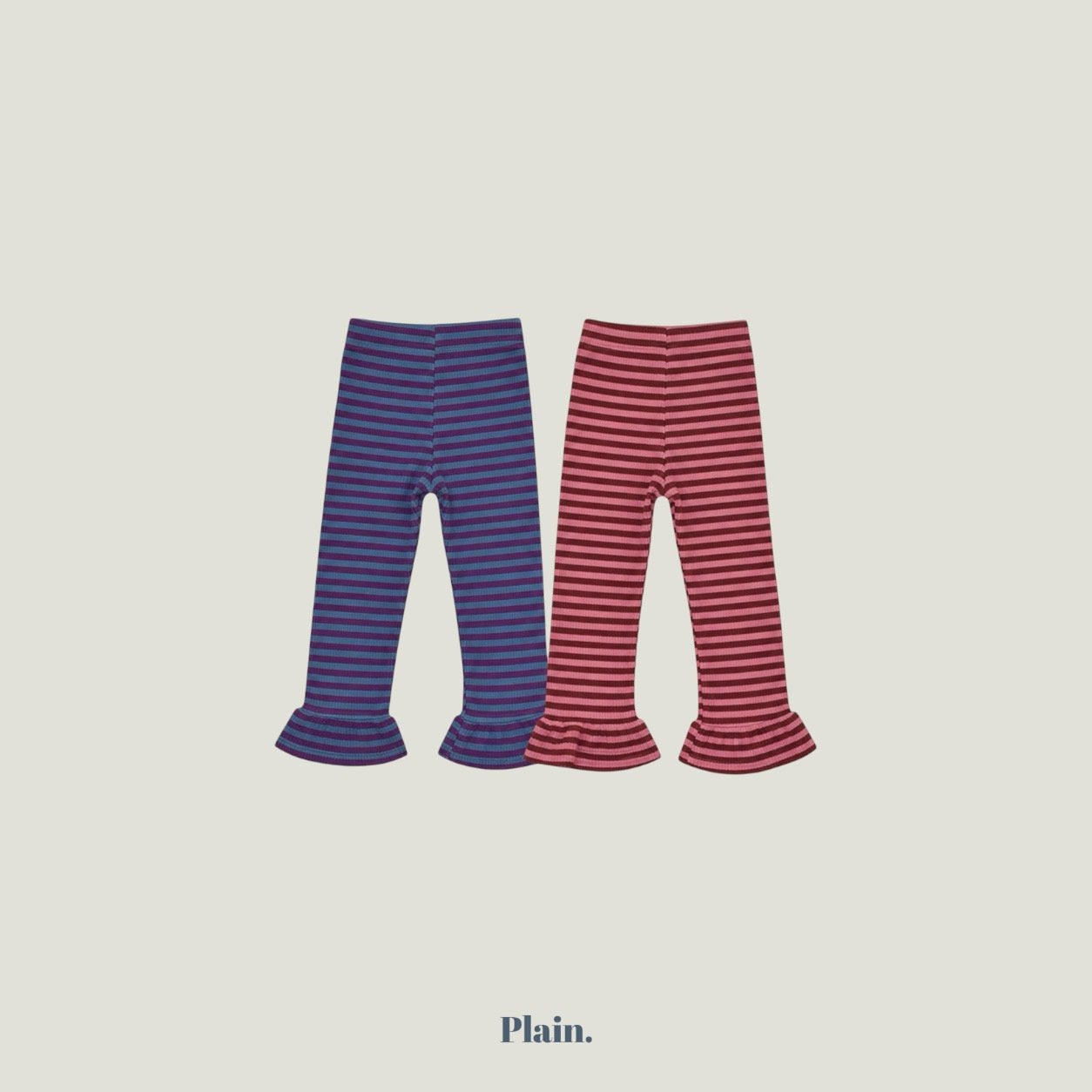 ［plain］Frill stripe leggings