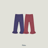 ［plain］Frill stripe leggings
