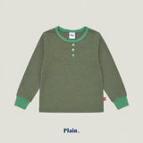 ［plain］Button stripe tee