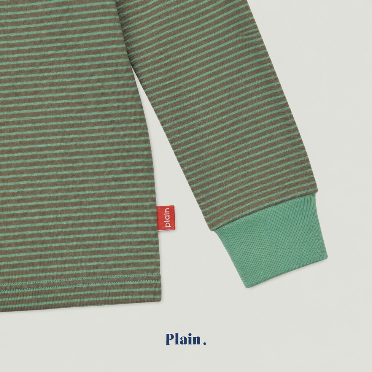 ［plain］Button stripe tee