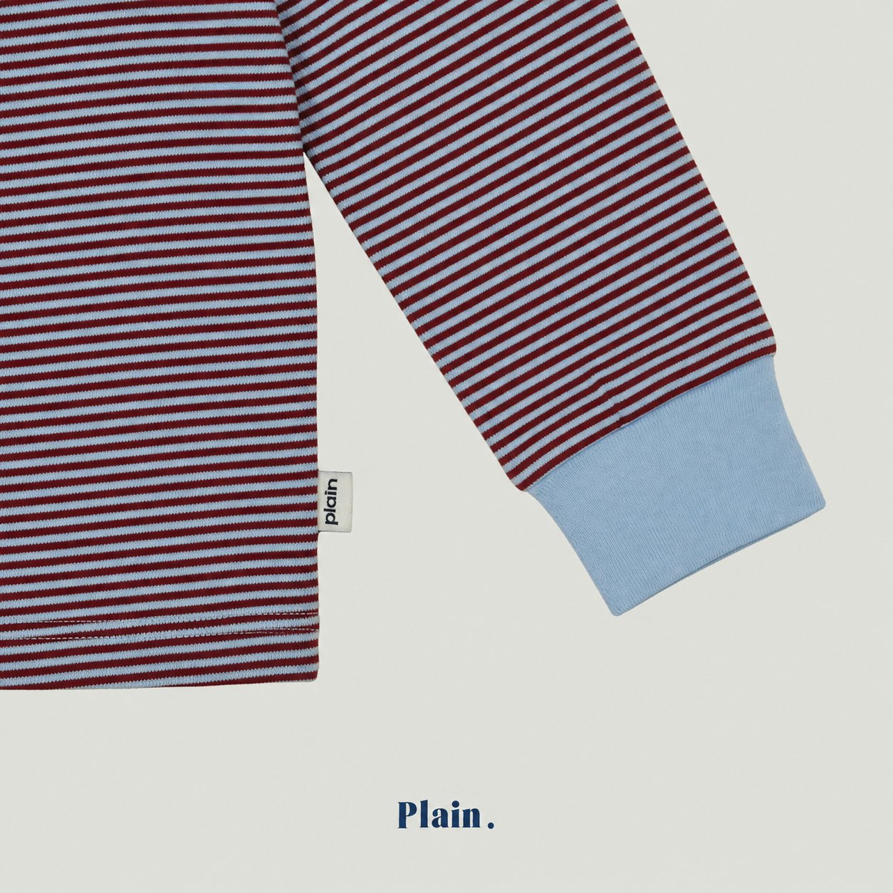 ［plain］Button stripe tee