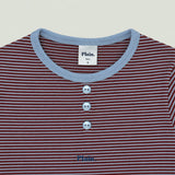 ［plain］Button stripe tee