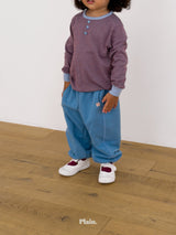 ［plain］Button stripe tee