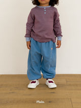 ［plain］Button stripe tee