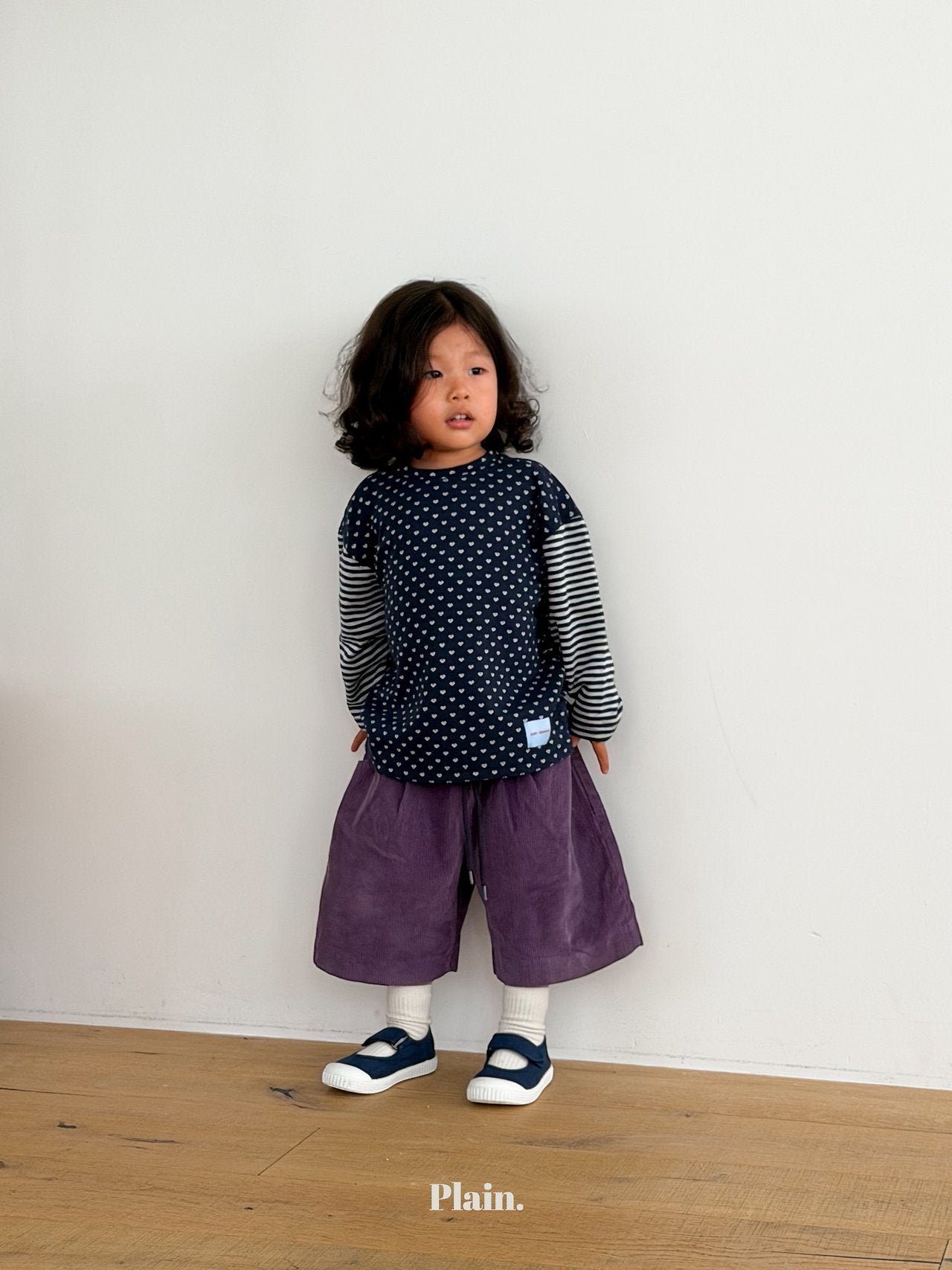 ［plain］Heart stripe tee