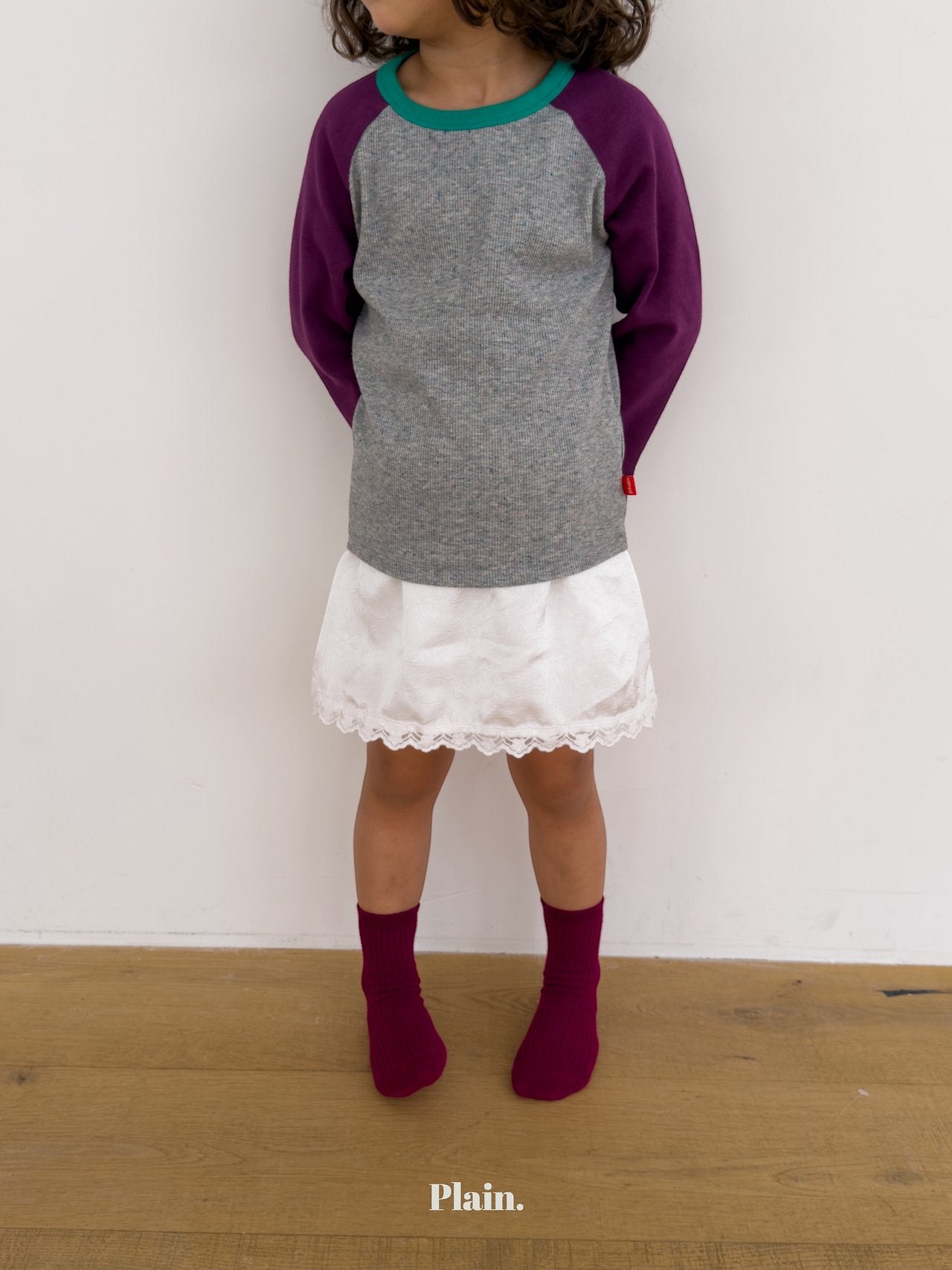 ［plain］ Lace satin skirt