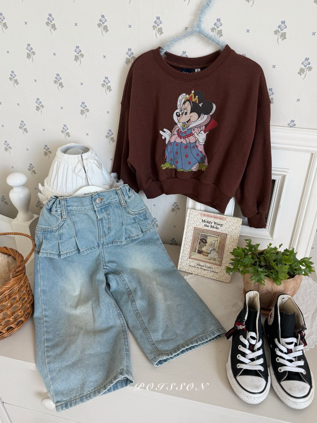 ［poisson］Pleate skirt denim pants