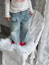 ［poisson］Pleate skirt denim pants