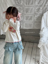 ［poisson］Pleate skirt denim pants