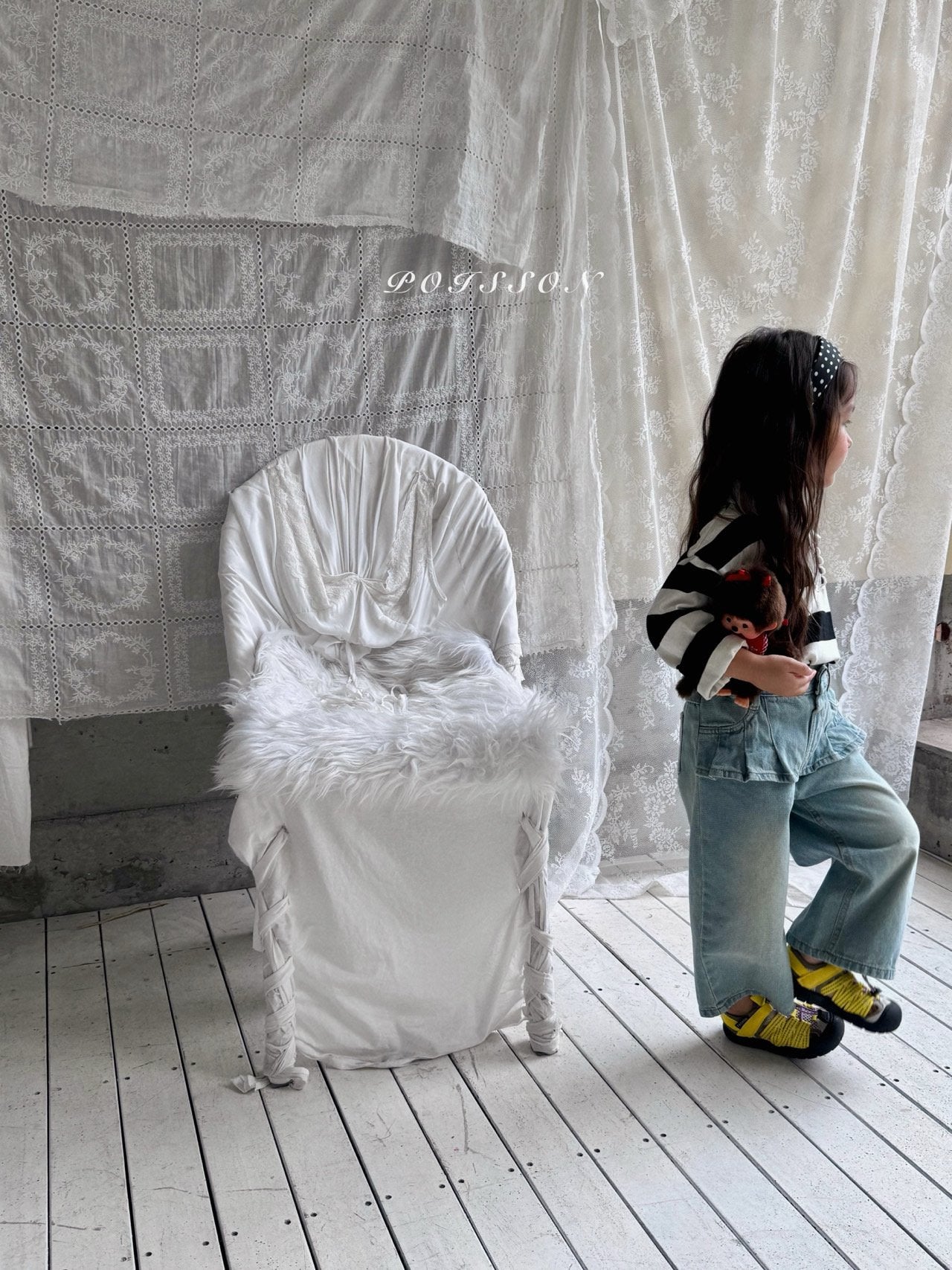 ［poisson］Pleate skirt denim pants