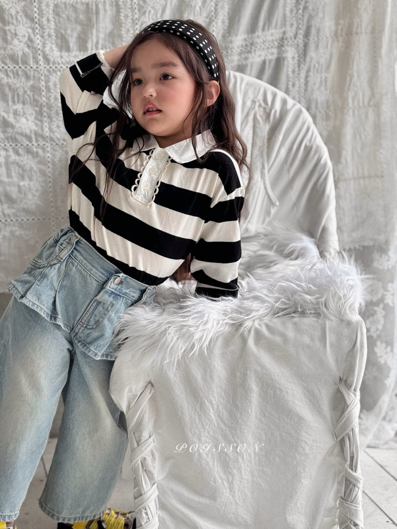 ［poisson］Pleate skirt denim pants